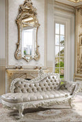 Vanaheim - Bench - Beige Synthetic Leather & Antique White