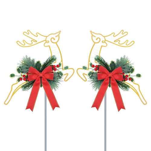 2-Pack LED Christmas Reindeer Pathway Stake Lights – Battery Powered