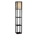 63-inch Black Modern Floor Lamp with Silk Shade