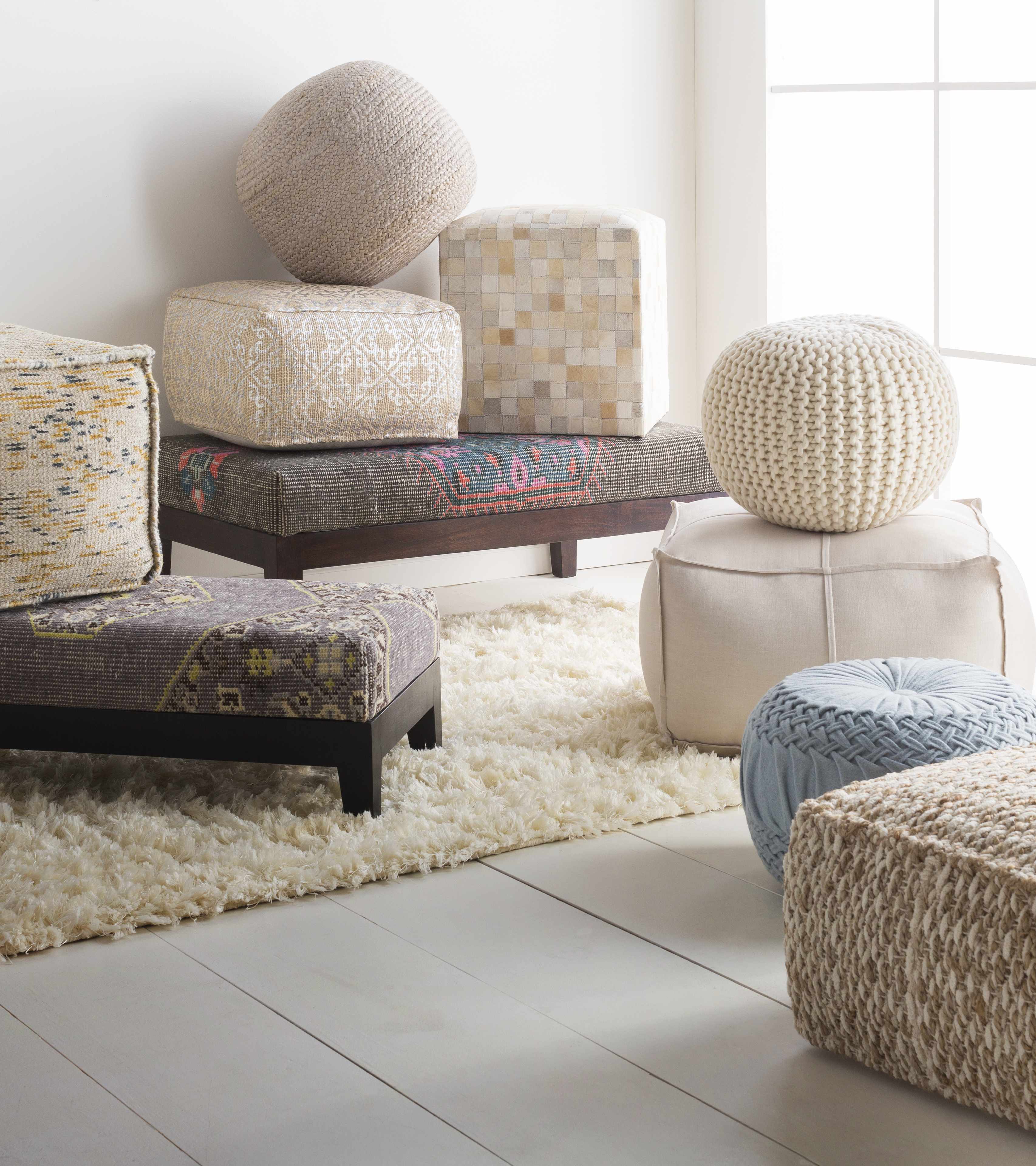 Netcong Tan Jute Pouf - Clearance