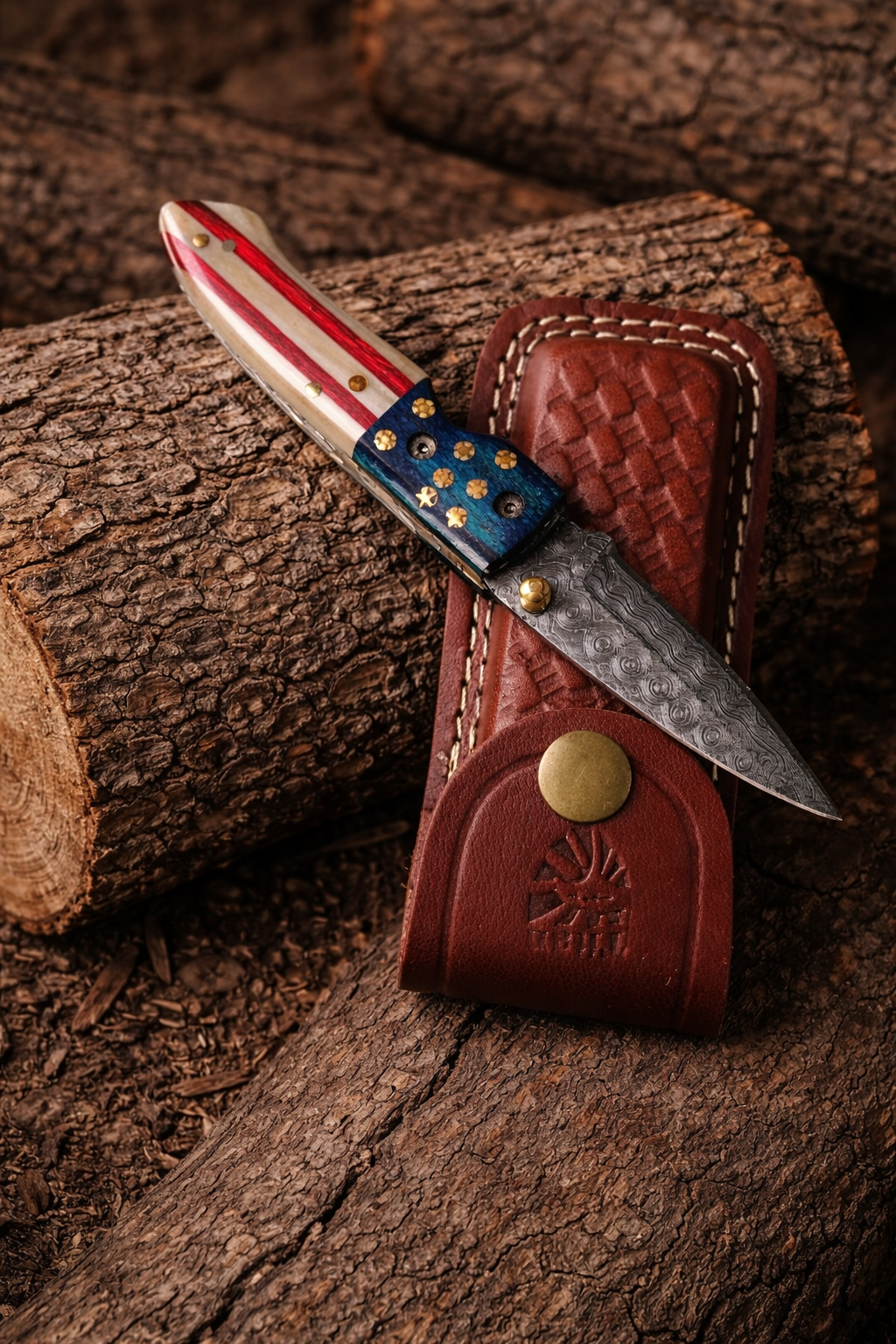 Titan Patriot Damascus Folding Knife - TF-078