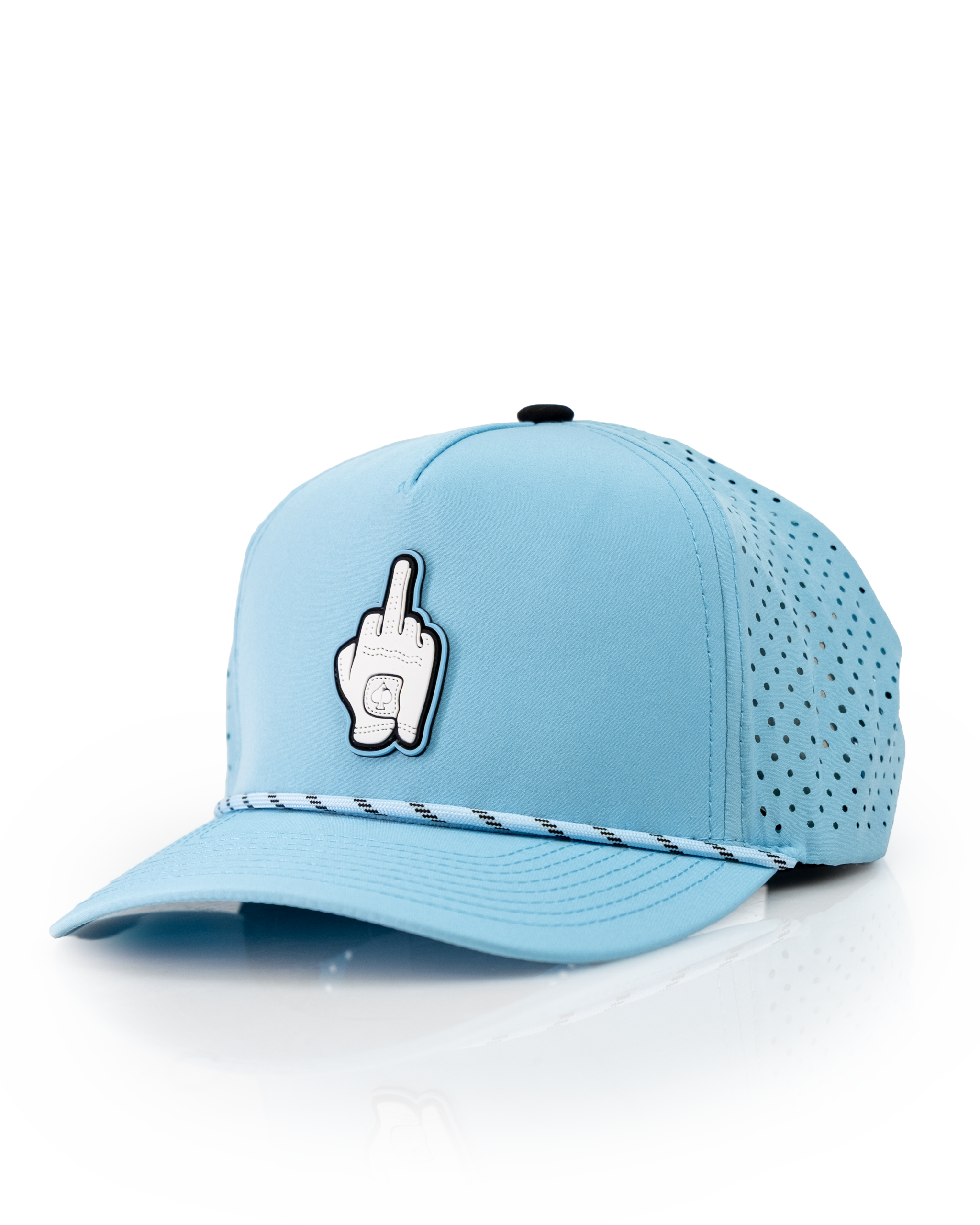 Middle Finger Baby Blue - Perforated Rope Hat