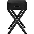 X-Shape 1 Drawer Nightstand End Side Table Storage in Black