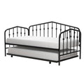 Twin size Modern Industrial Black Metal Daybed with Trundle Bed Frame