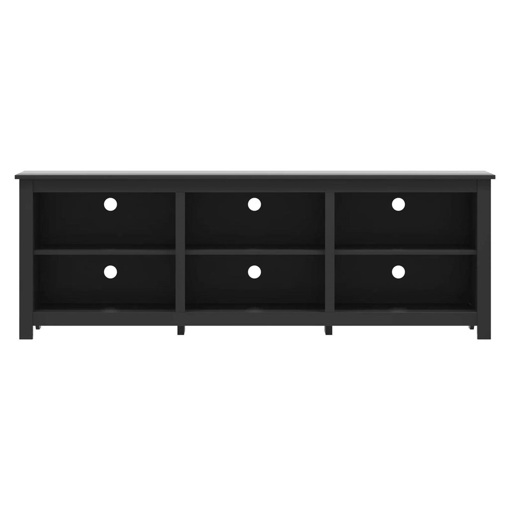Farmhouse TV Stand in Black Wood Finish - for TVs up to 70-inch