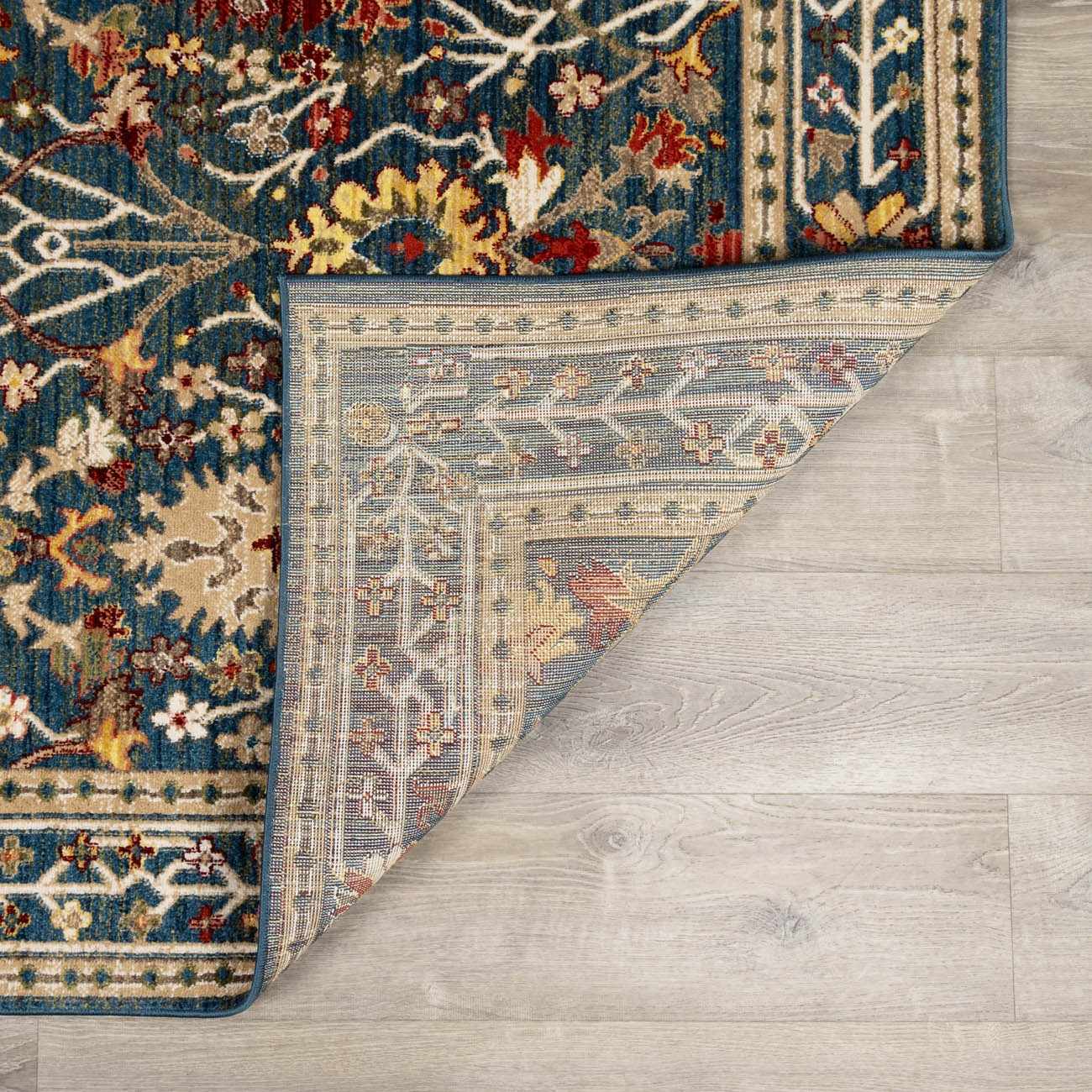 Neola Navy Blue Damask Area Rug