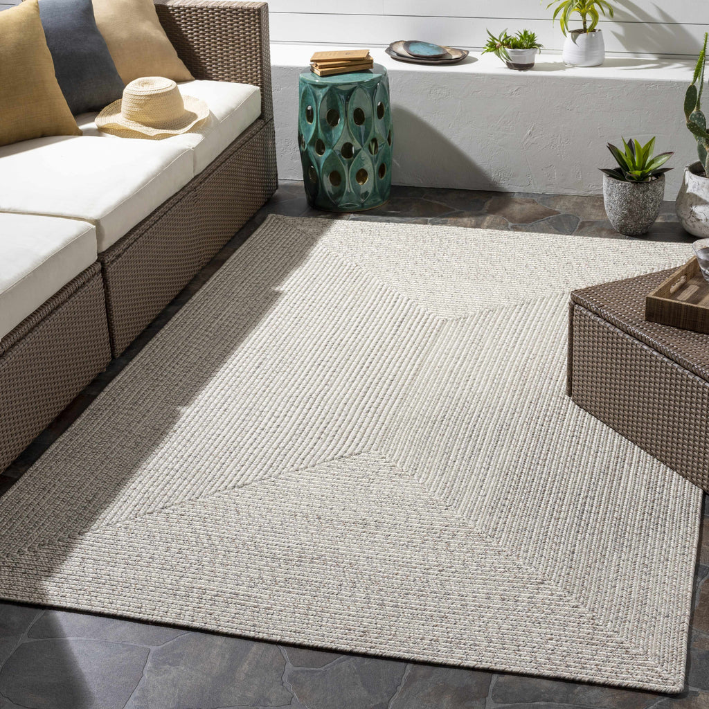 Beige Braided Faux Jute Outdoor Rug