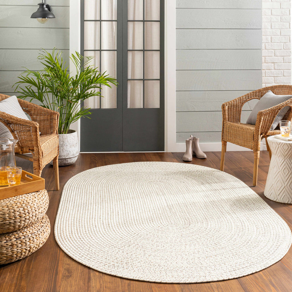 Beige Braided Faux Jute Outdoor Rug