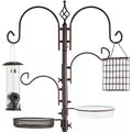 Complete Bird Feeder Set with Bronze Metal Stand Suet Water Bowl Tube and Tray