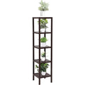 Brown Bamboo Wood 4-Shelf Versatile Storage Unit Rack Narrow Bookcase