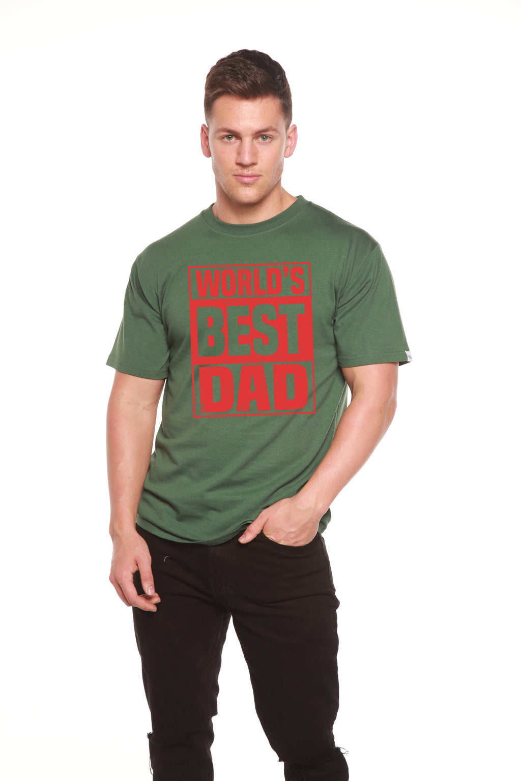 World's Best Dad Men's Bamboo Viscose/Organic Cotton Short Sleeve Graphic T-Shirt