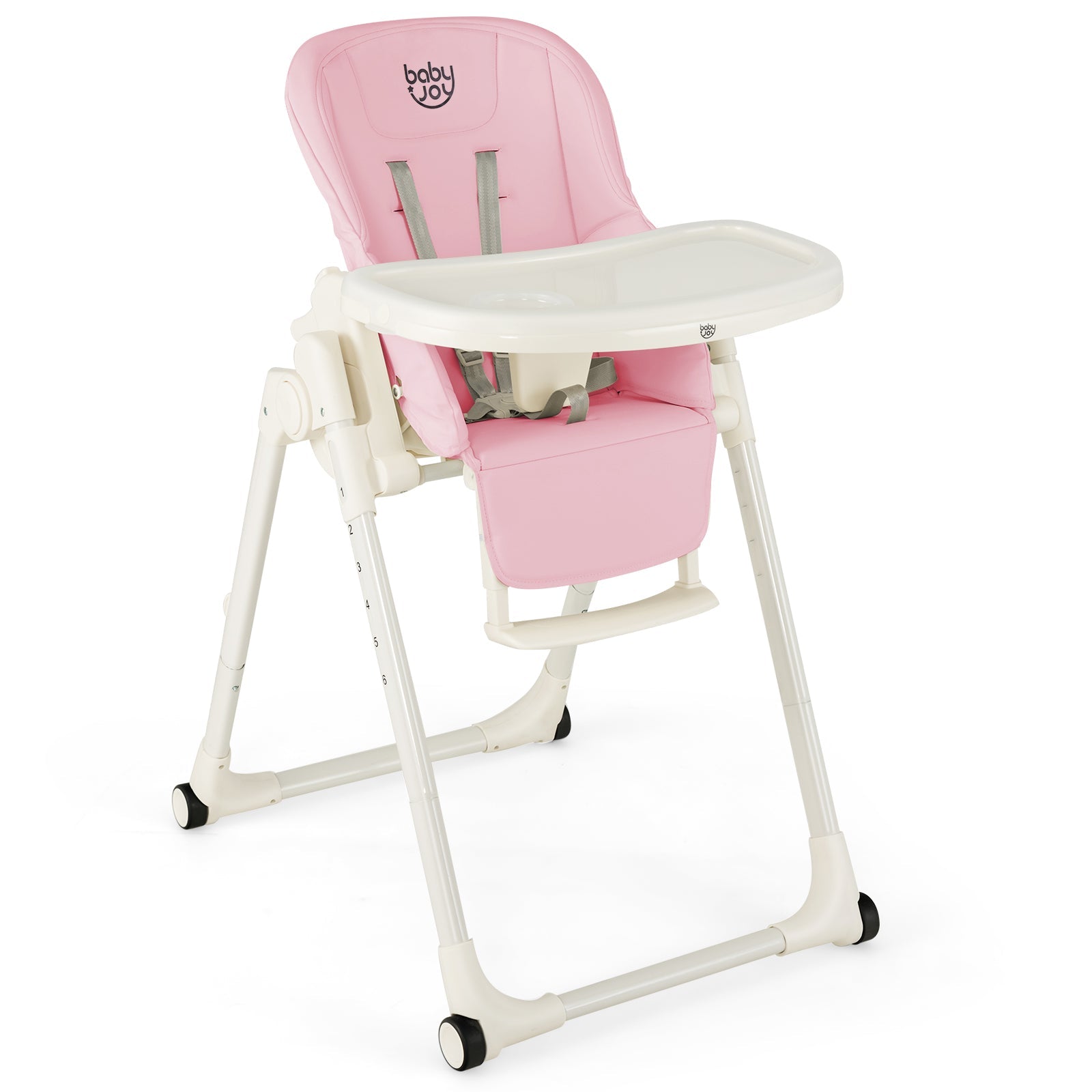 4-in-1 Baby High Chair with 6 Adjustable Heights-Pink