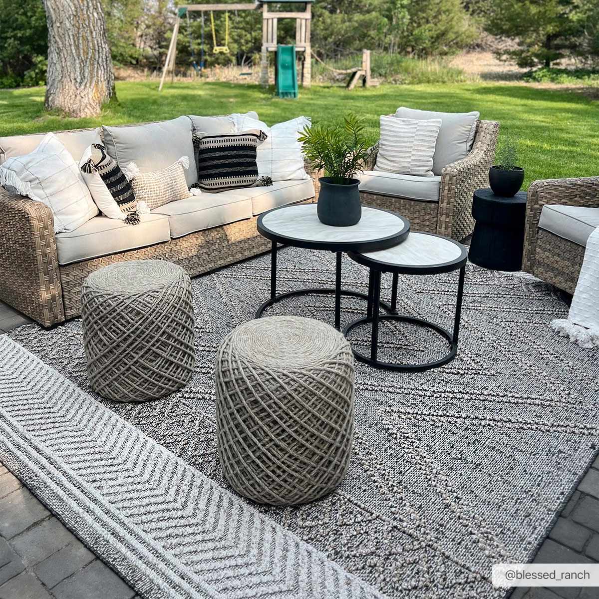 Beige Charcoal Areli Outdoor Area Rug