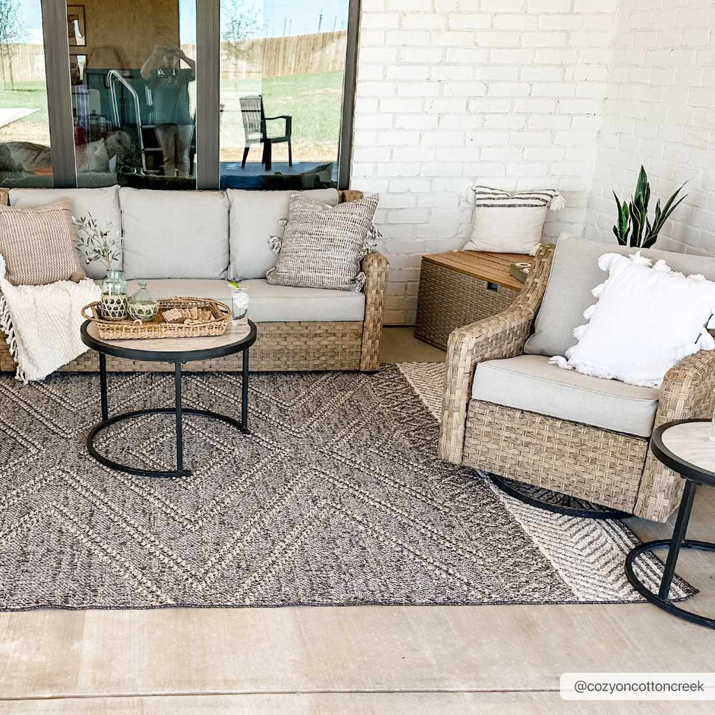 Beige Charcoal Areli Outdoor Area Rug