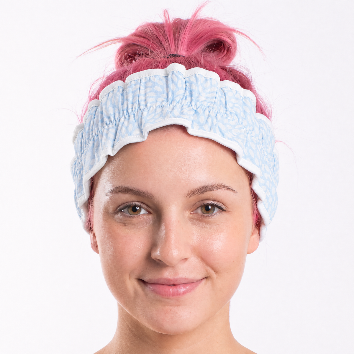 Blue Zinnia Flower Spa Headband | Hair Band for Skincare Facial After Shower