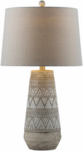 Tan and Cream Resin Lamp with White Linen Table Lamp - Clearance