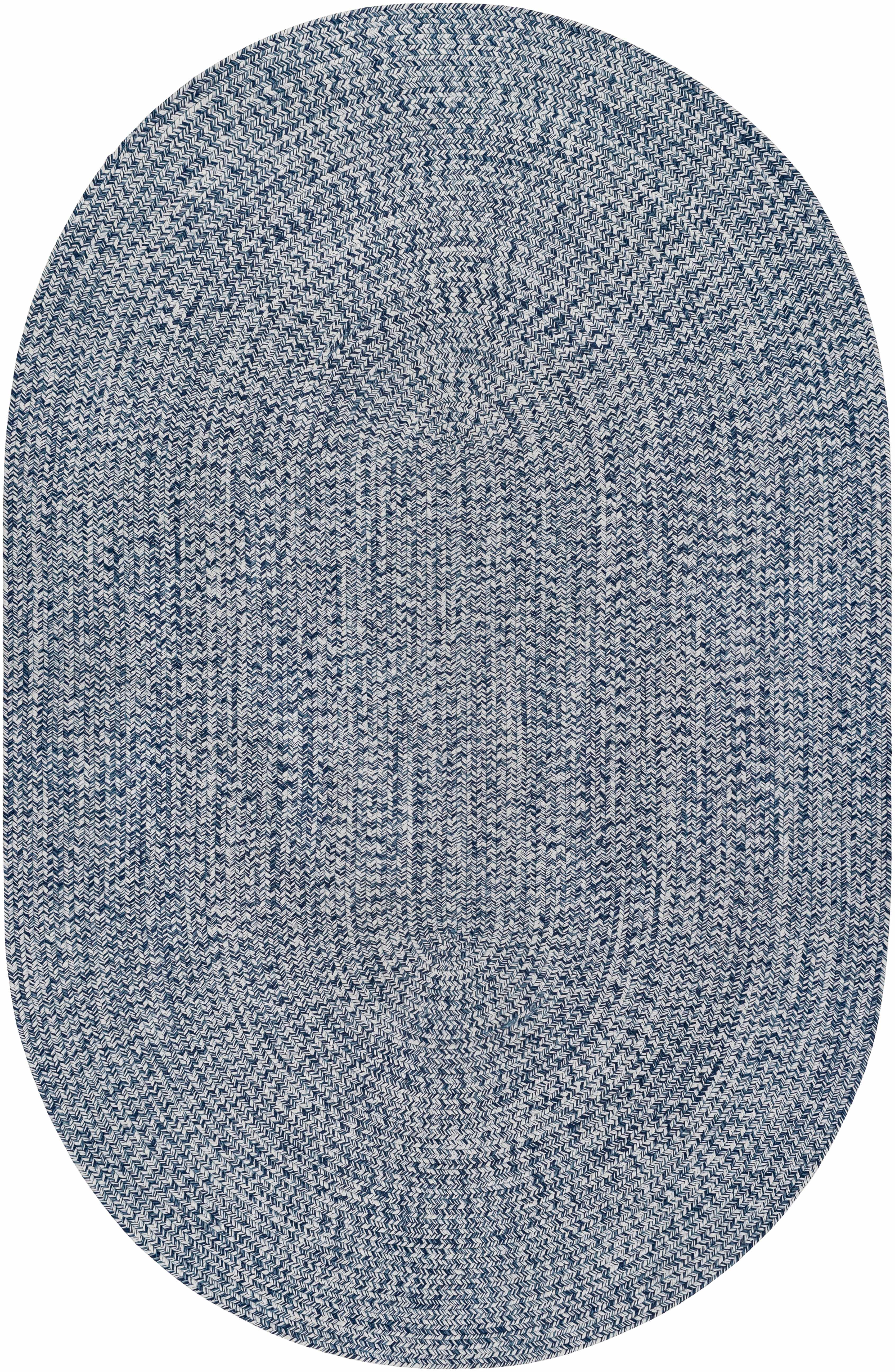 Blue Braided Faux Jute Outdoor Rug