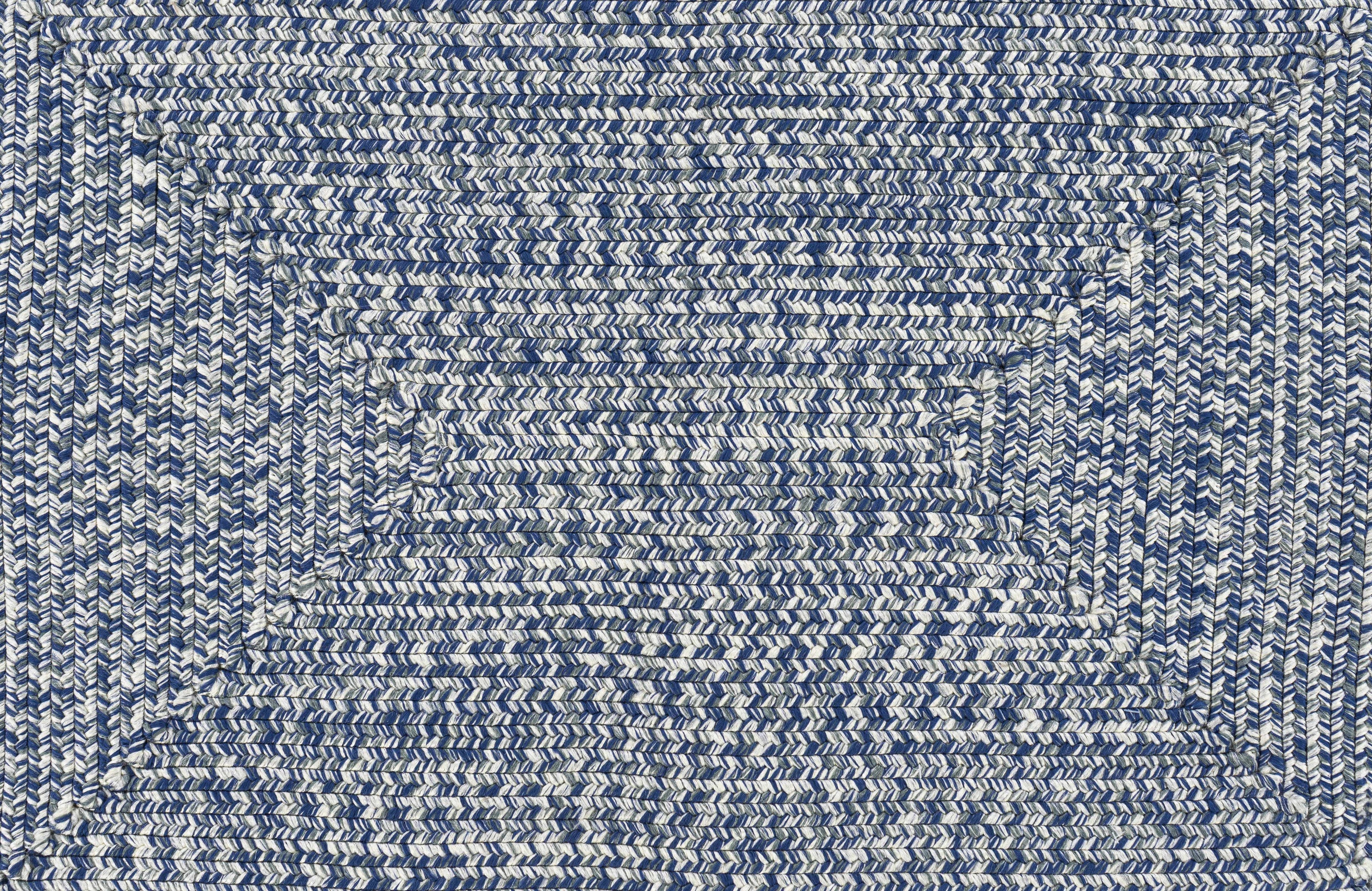 Blue Braided Faux Jute Outdoor Rug