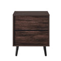 Mid-Century Modern 1-Drawer Nightstand End Table in Dark Brown Wood Finish