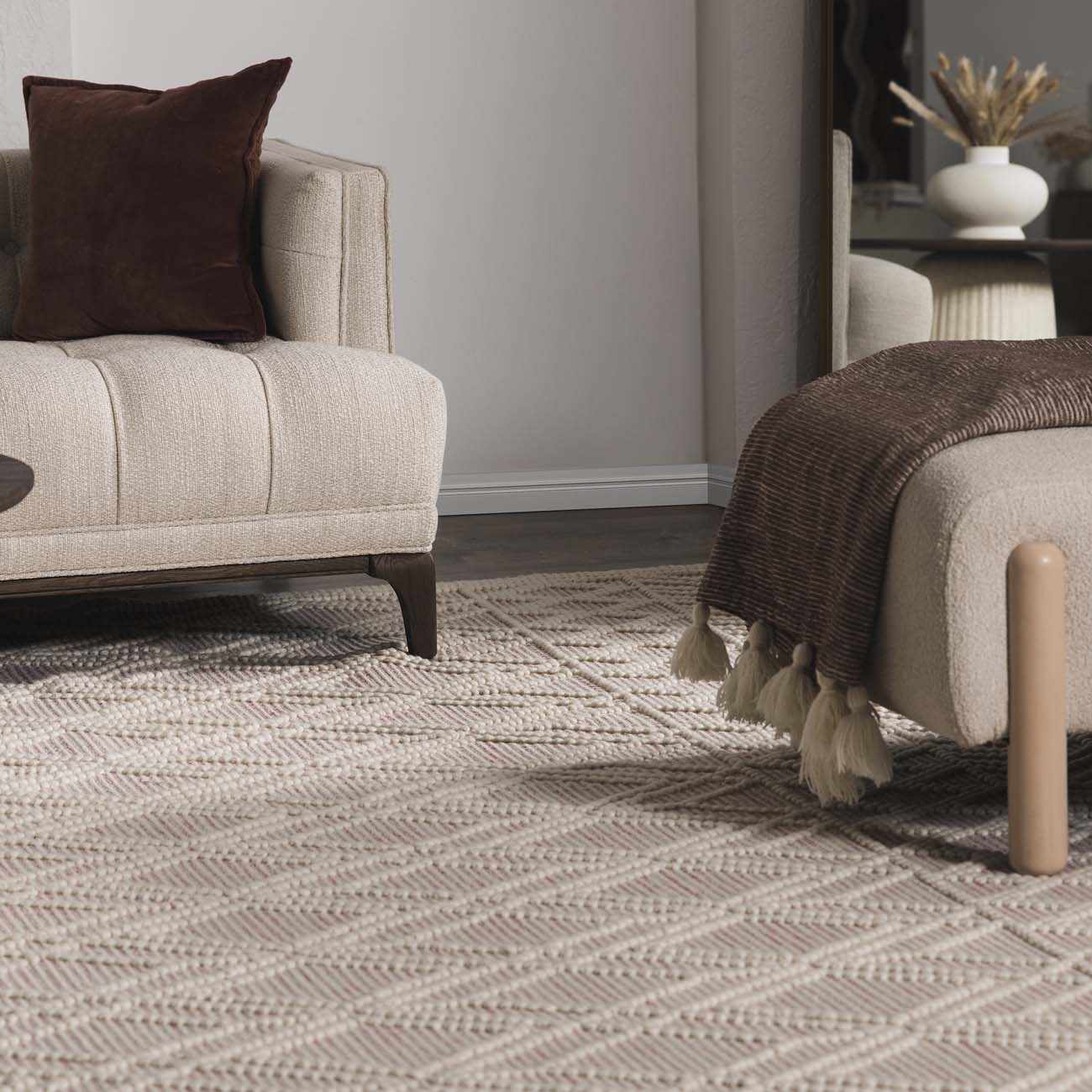 Ramsbury Soft Pink Wool Rug - Clearance
