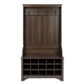 Dark Brown Entryway Hall Tree Shoe Cubbie Coat Rack