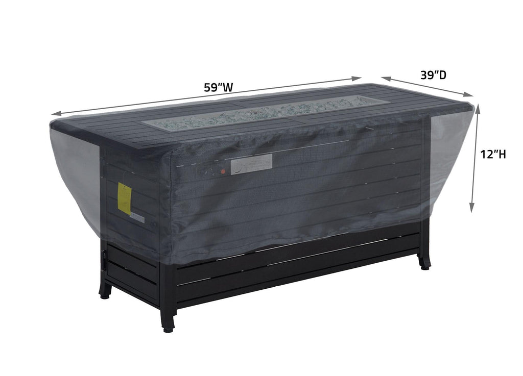 Fire Pit Cover Rectangle 59''Wx39''Dx12''H - Mercury