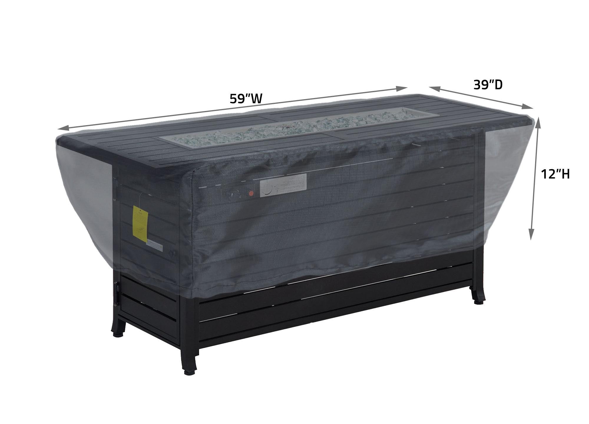 Fire Pit Cover Rectangle 59''Wx39''Dx12''H - Mercury