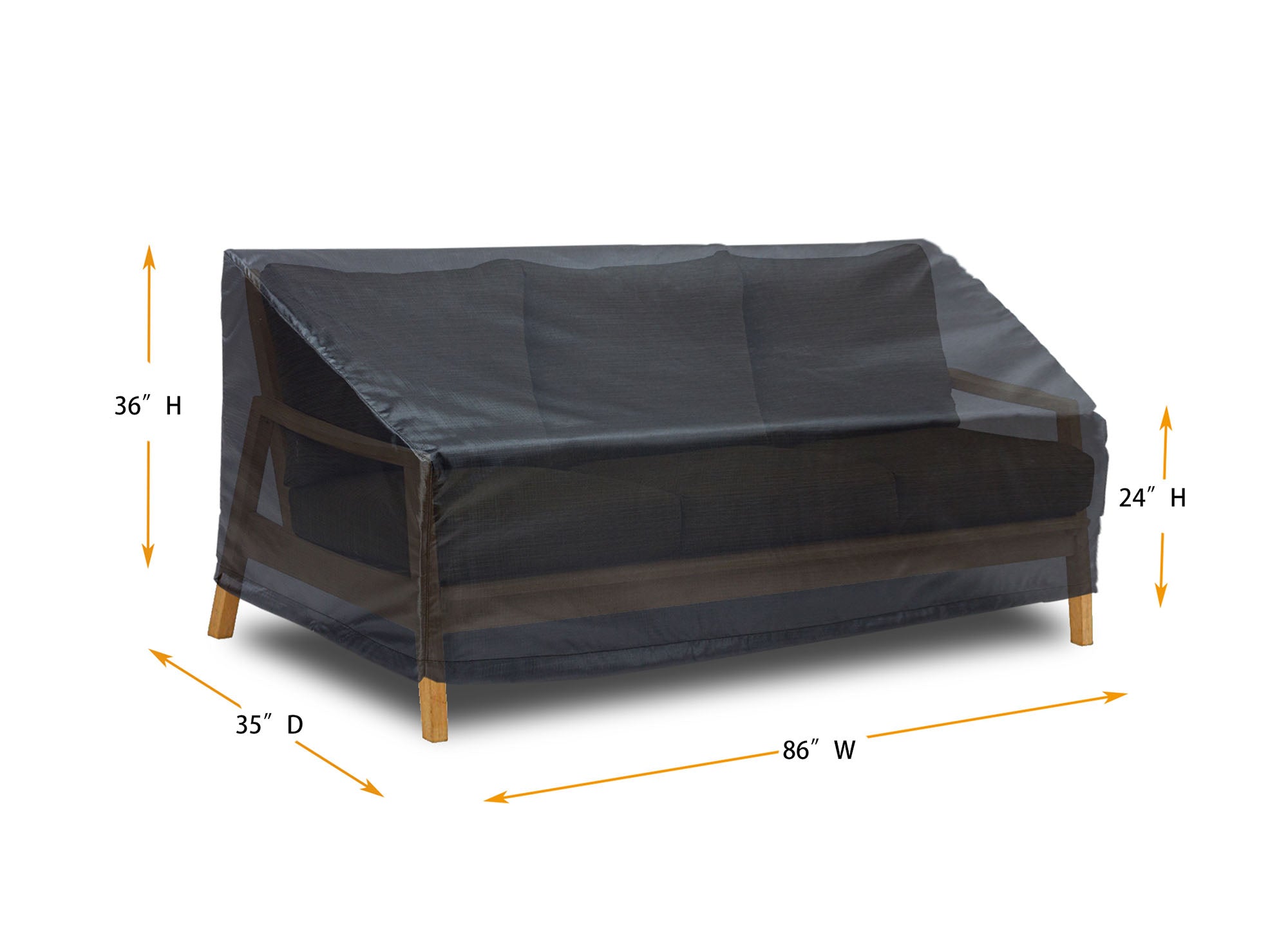 Sofa Large Cover - 86" W x 35" D x 24''/36" H - Mercury