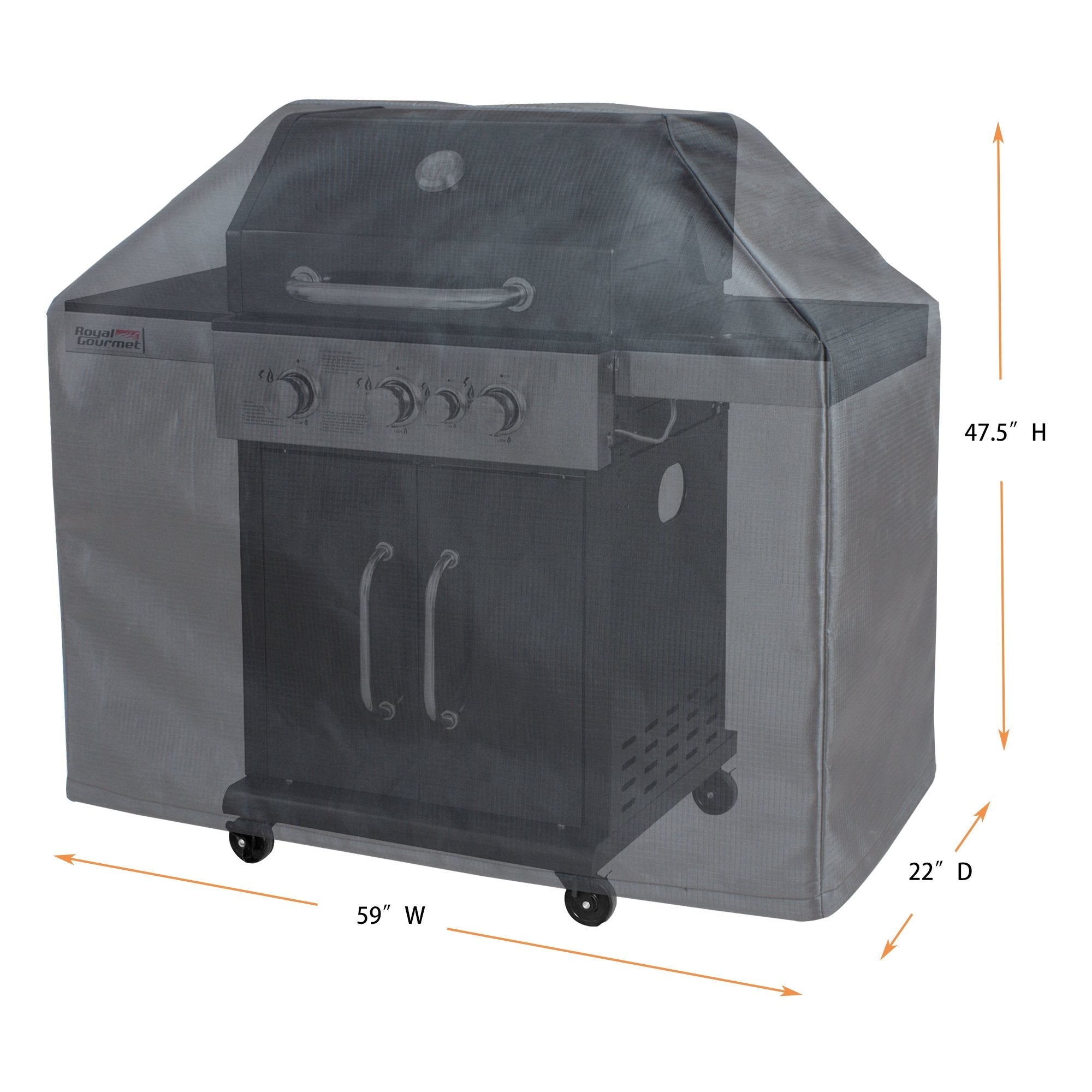 Grill Cover 26" Grill Cart Cover (59"x22"x47.5") - Gold