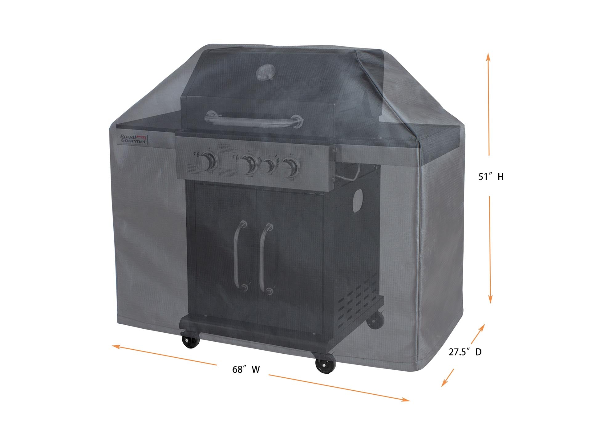 Grill Cover 32" Grill Cart Cover (68"x27.5"x51") - Gold