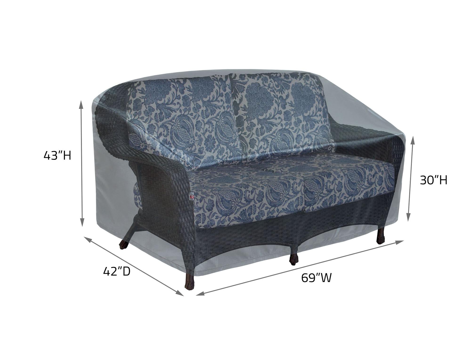 Sofa Cover X Large - 96"Wx42"Dx43"H - Mercury