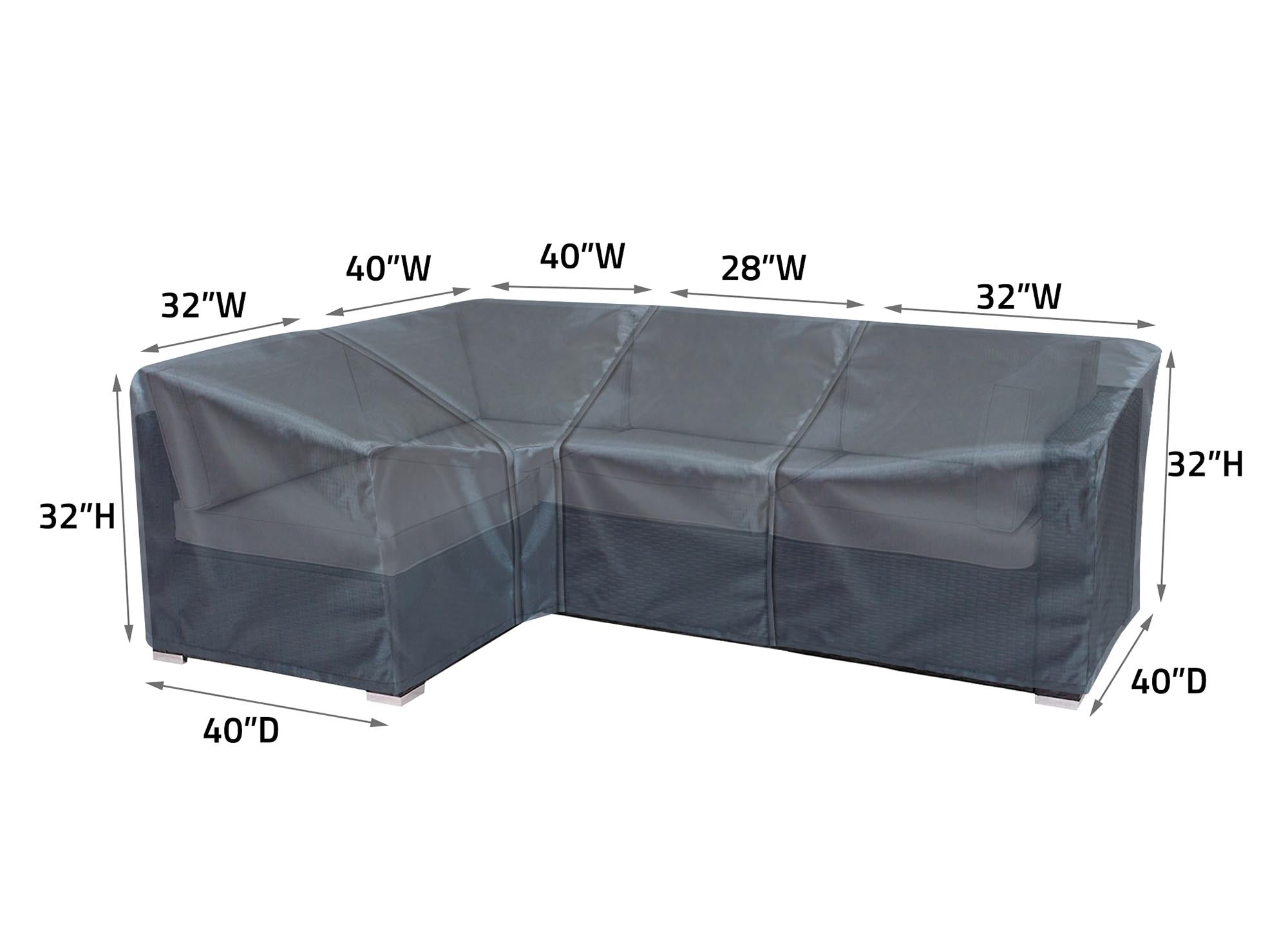 Modular Cover Left End - 32"Wx40"Dx32"H - Mercury
