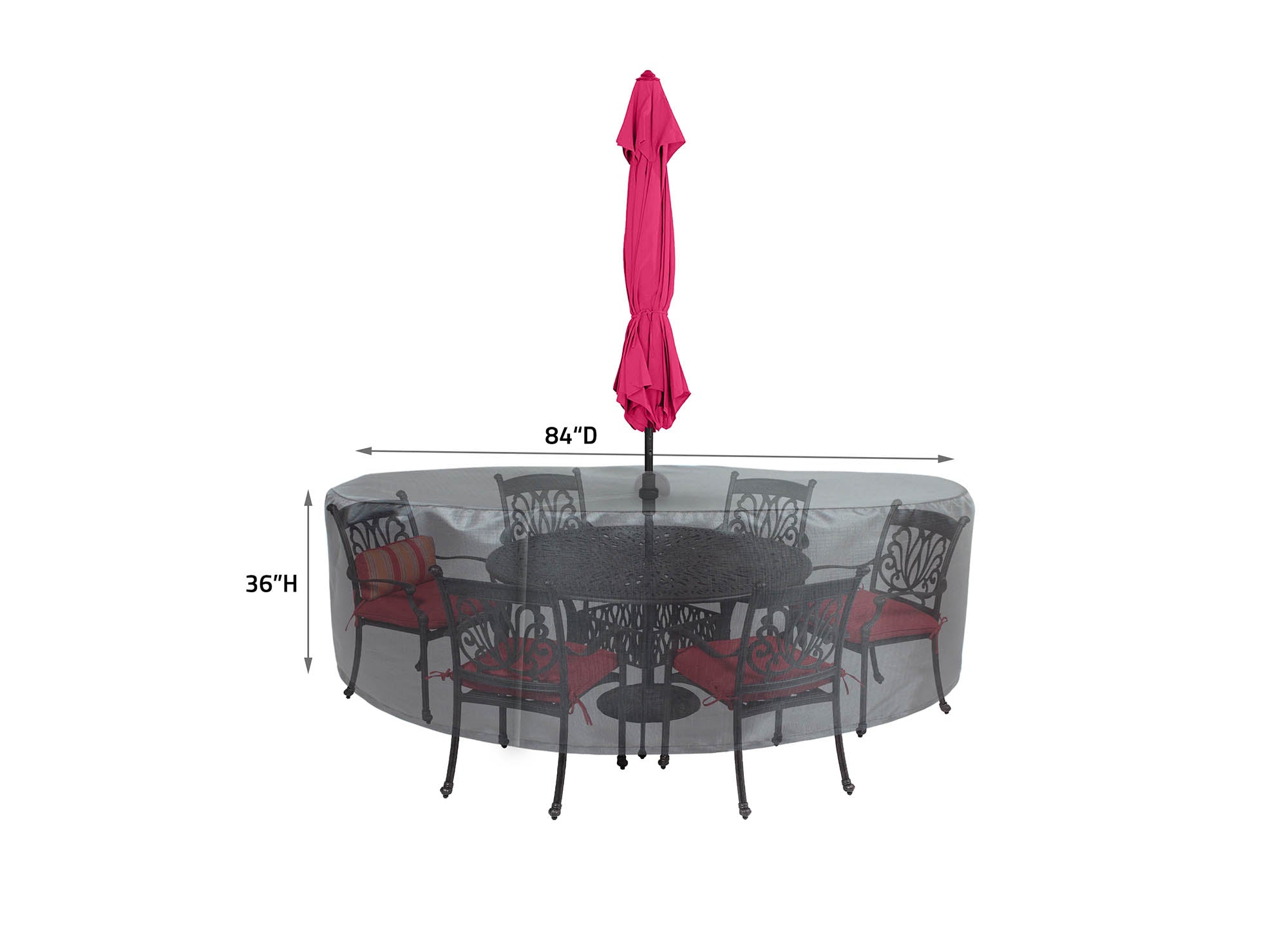 Round/Square Table Chair Cover 48" Velcro - DIA84'"x36'" - Mercury