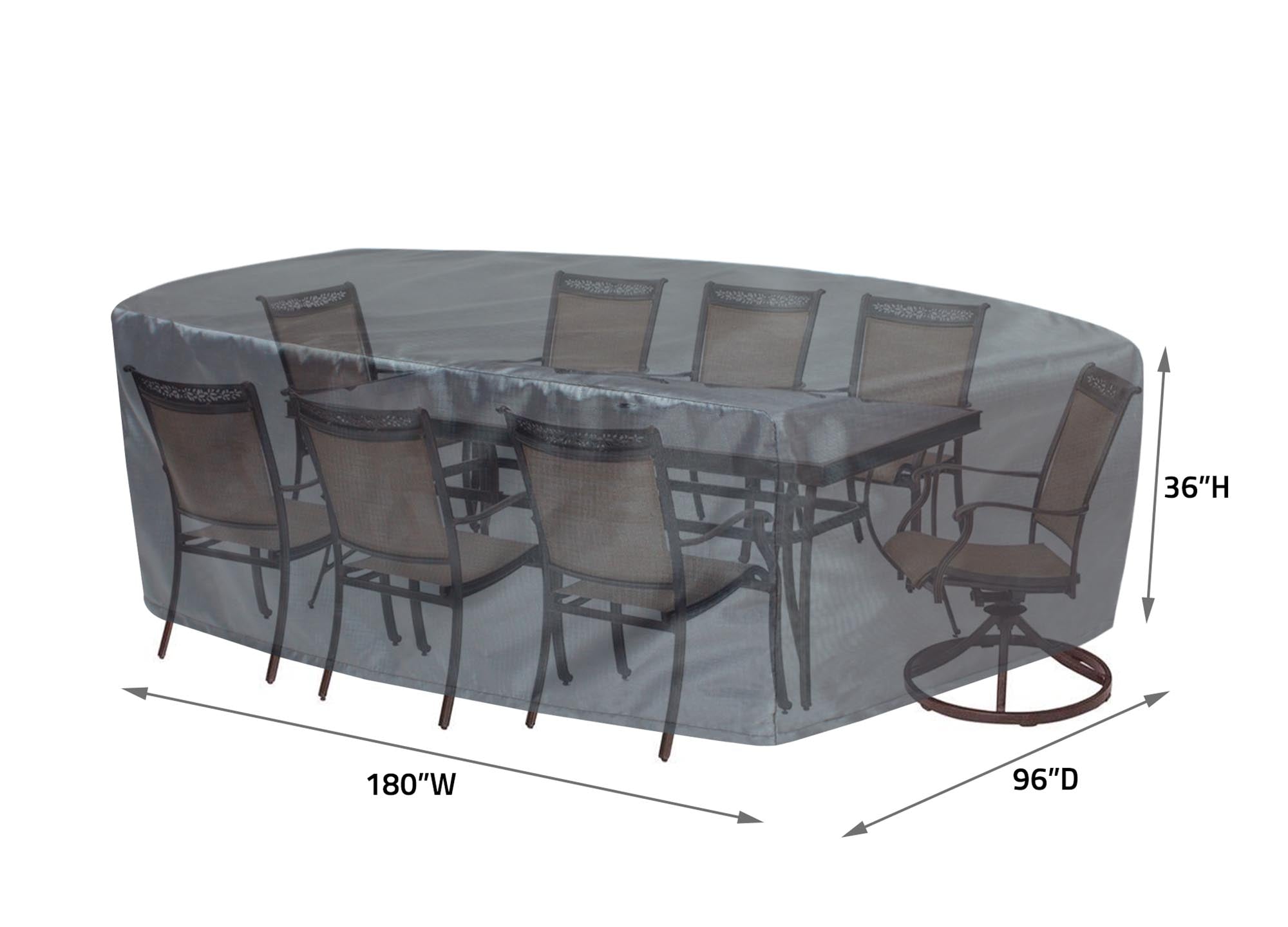 Oval/Rectangle Table Chair Cover 2X-Large - 96''Wx180''Dx36''H - Mercury
