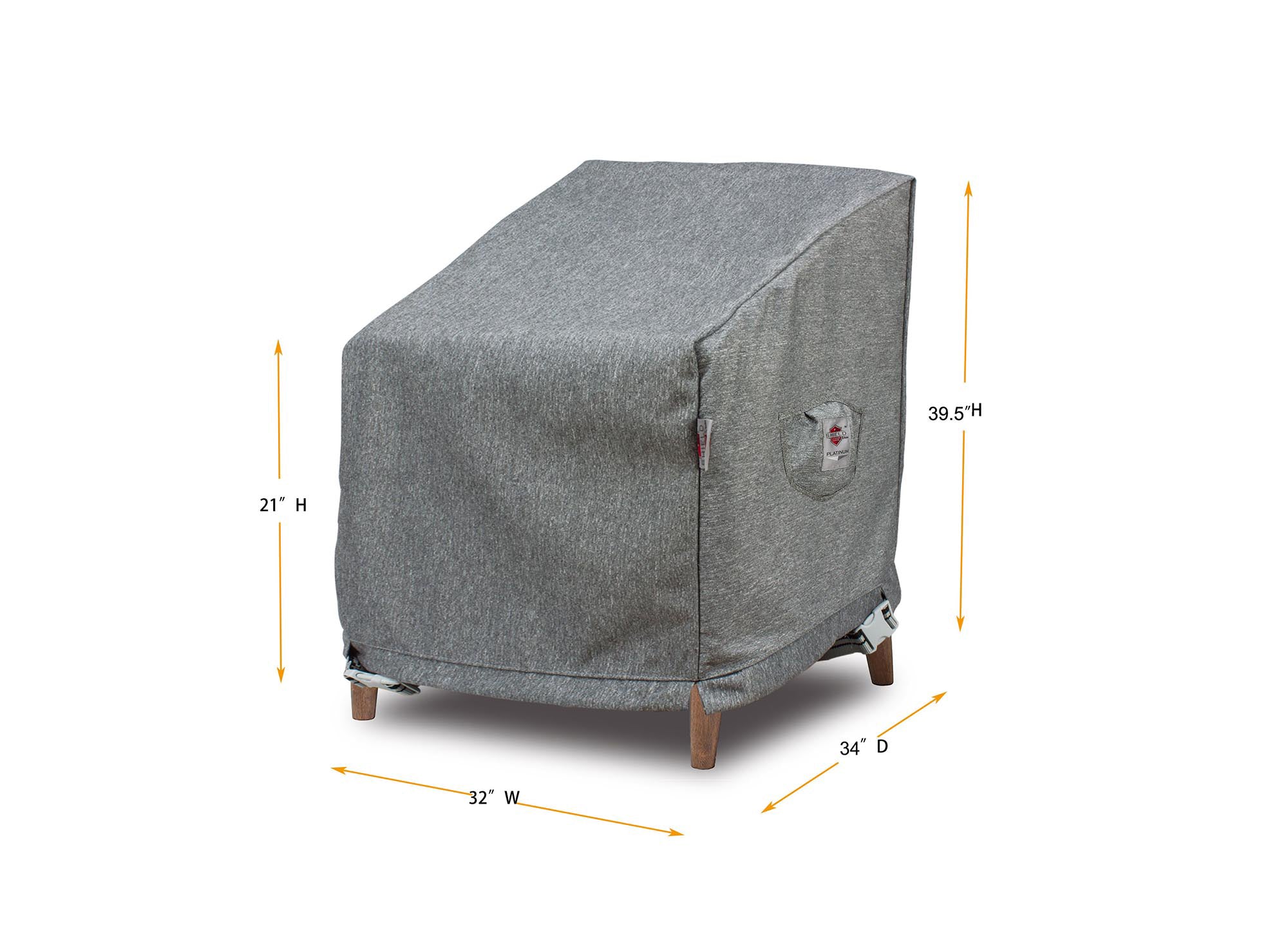 Premium Heavy-Duty High Back Club Chair Cover - 3-Layer Water & UV-Resistant, Platinum Series, 32"W x 34"D x 27"/39.5"H