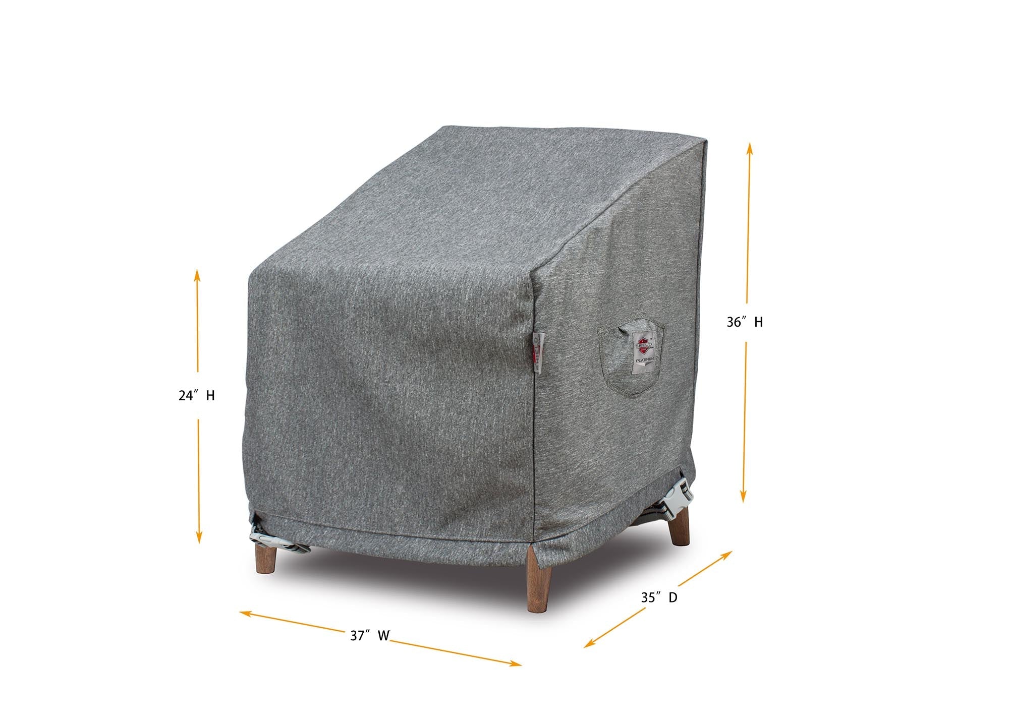 Premium Heavy-Duty Large Chair Cover, 37"W x 35"D x 24/36"H, Platinum