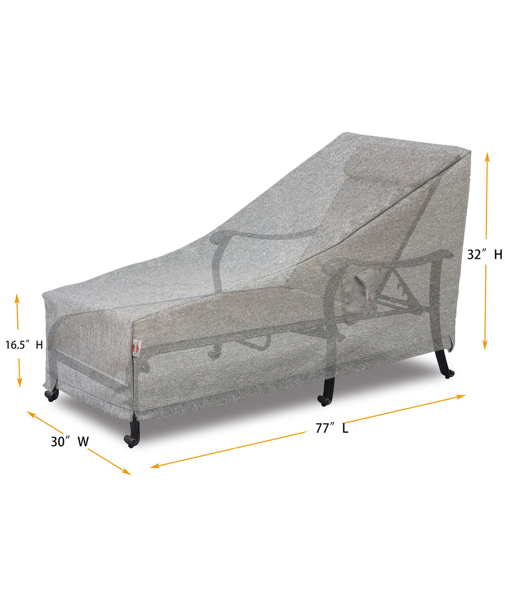 Premium Heavy-Duty Large Chaise Lounge Cover - 3-Layer Water & UV-Resistant, Platinum Series, 77"W x 30"D x 16.5''/22.5"/32''H