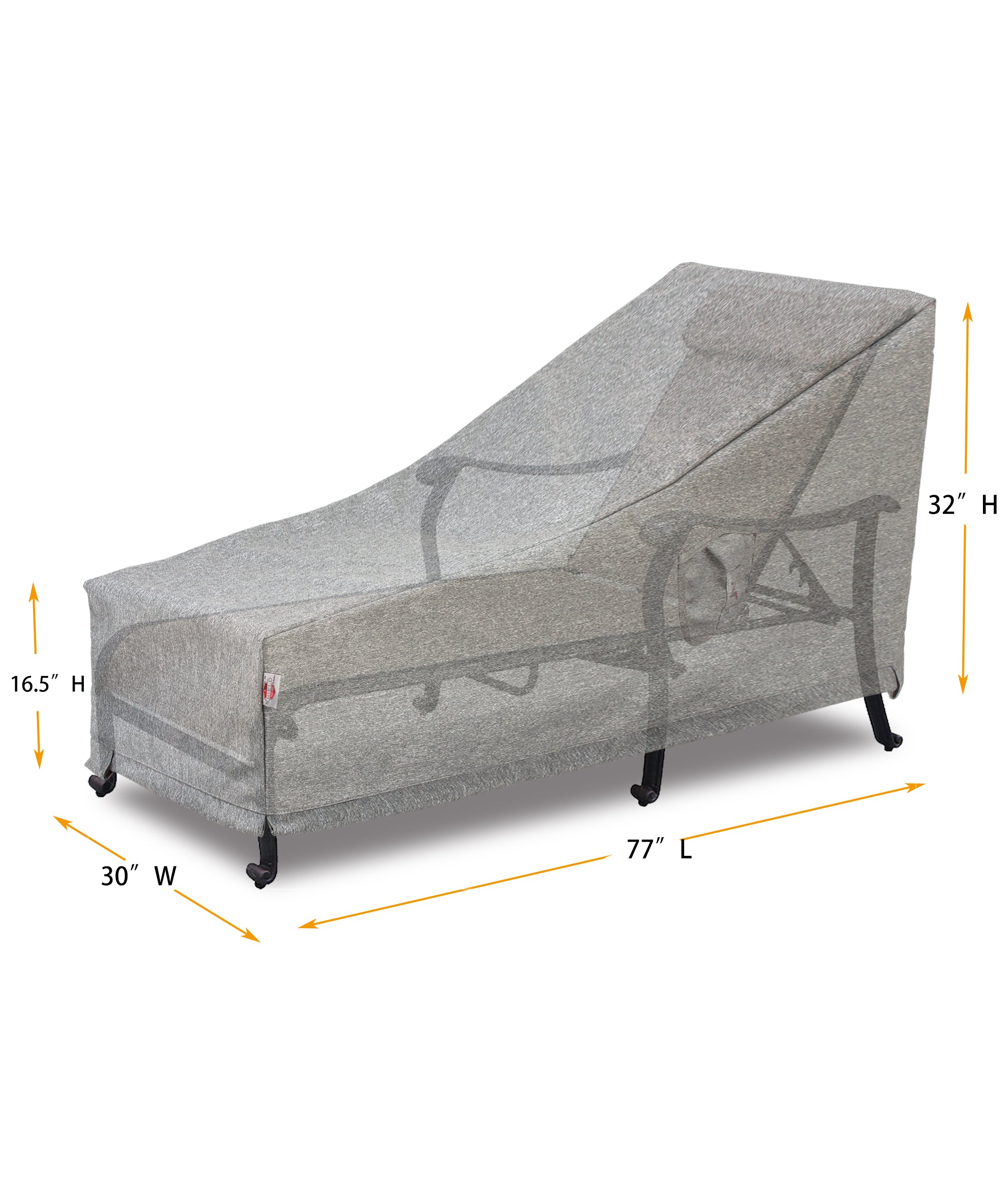 Premium Heavy-Duty Large Chaise Lounge Cover - 3-Layer Water & UV-Resistant, Platinum Series, 77"W x 30"D x 16.5''/22.5"/32''H