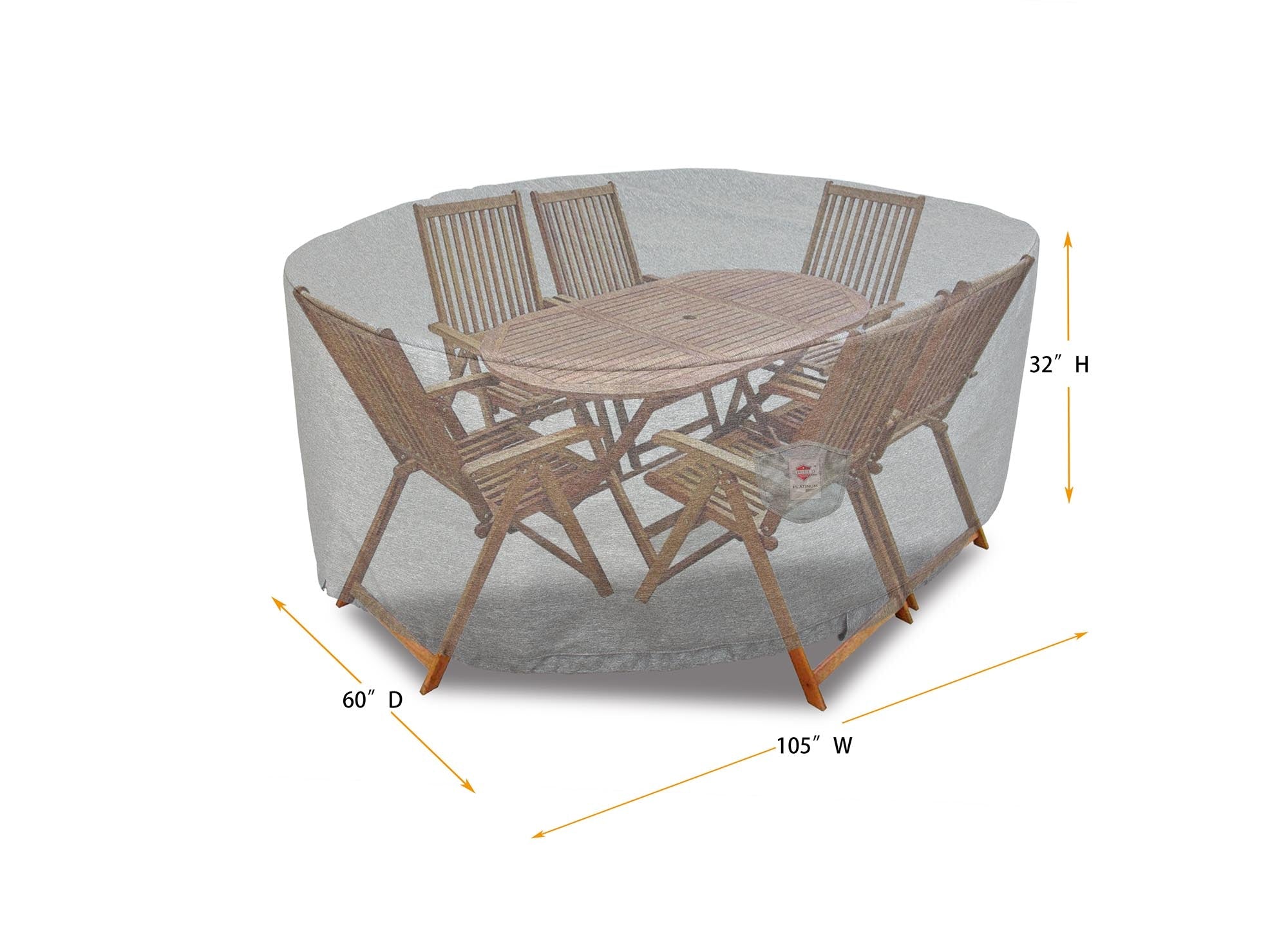 Premium Heavy-Duty Oval Dining Set Cover, Platinum Series, 105"W x 60"D x 32"H