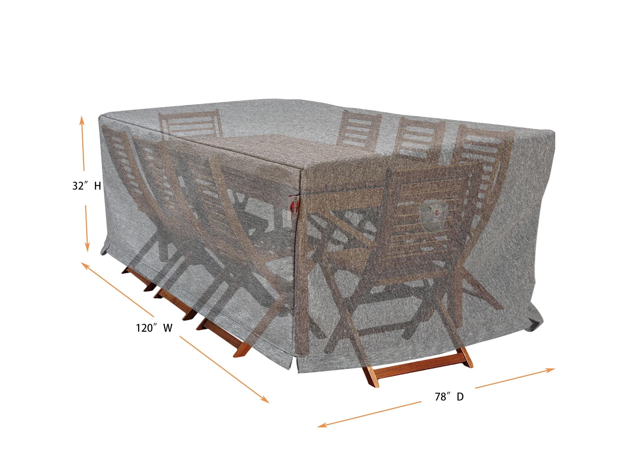 Premium Heavy-Duty Rectangular Dining Set Cover, Platinum Series, 120"W x 78"D x32"H