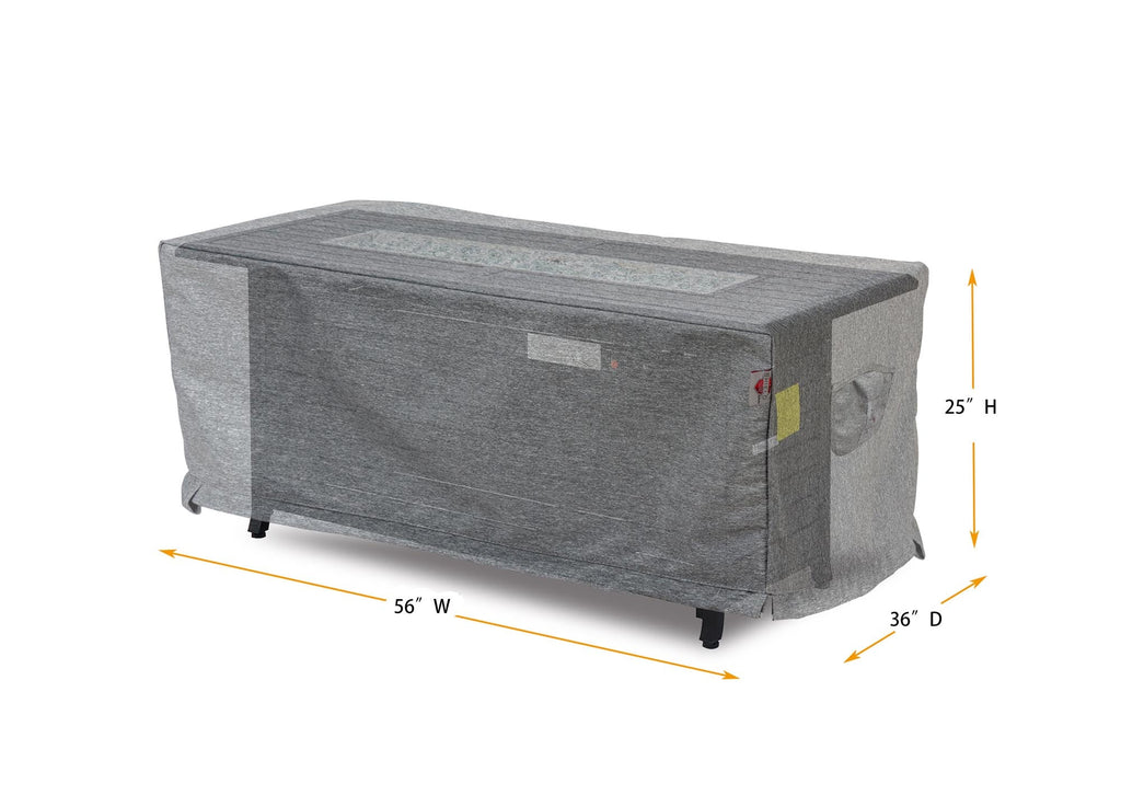 Premium Heavy-Duty Rectangular Fire Table Cover - 3-Layer Water & UV-Resistant, Platinum Series, 56" W x 36" D x 25" H for Outdoor Patio Furniture