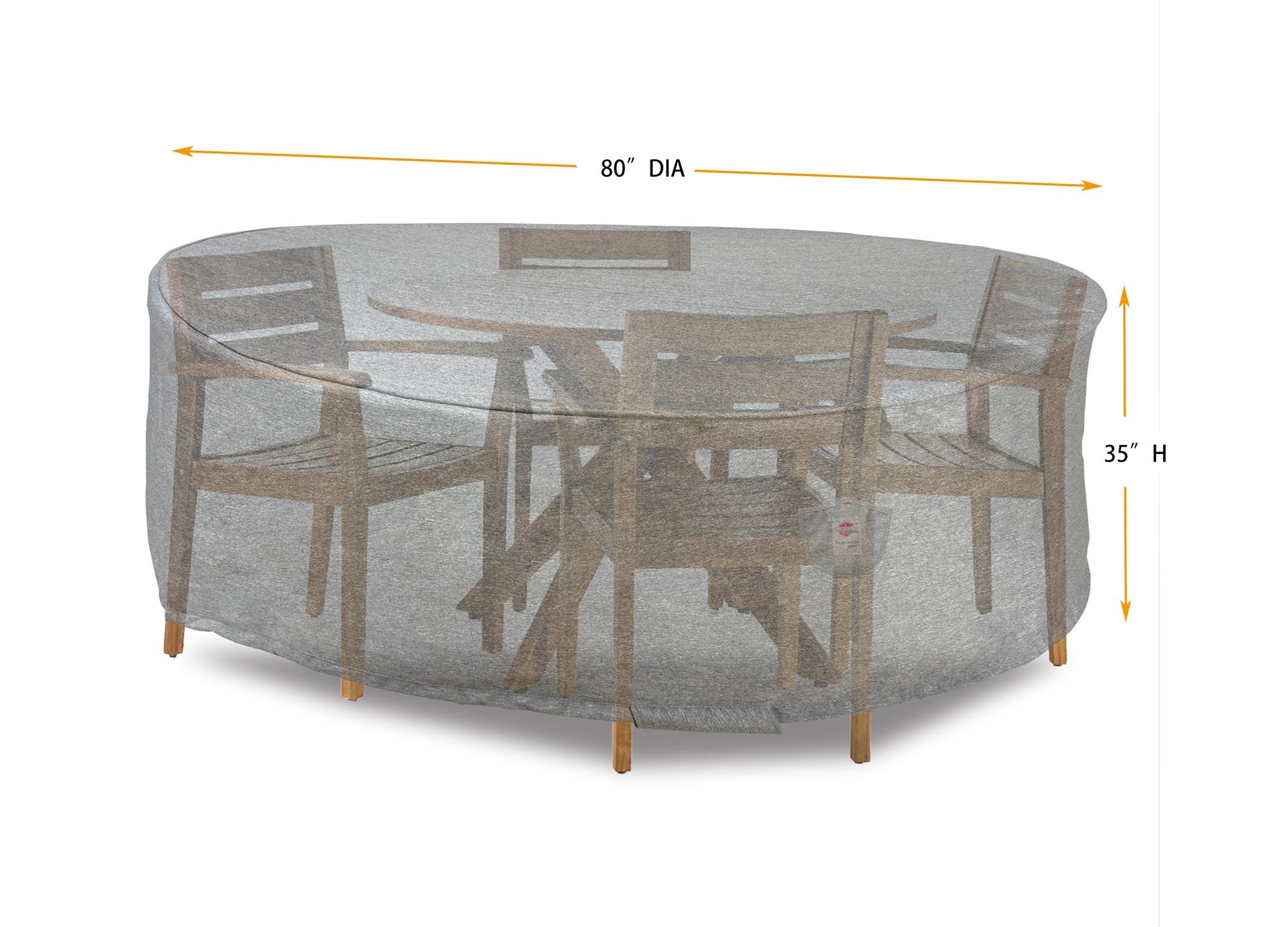 Premium Heavy-Duty Round Dining Set Cover, Platinum Series, 80"Dia x 35"H