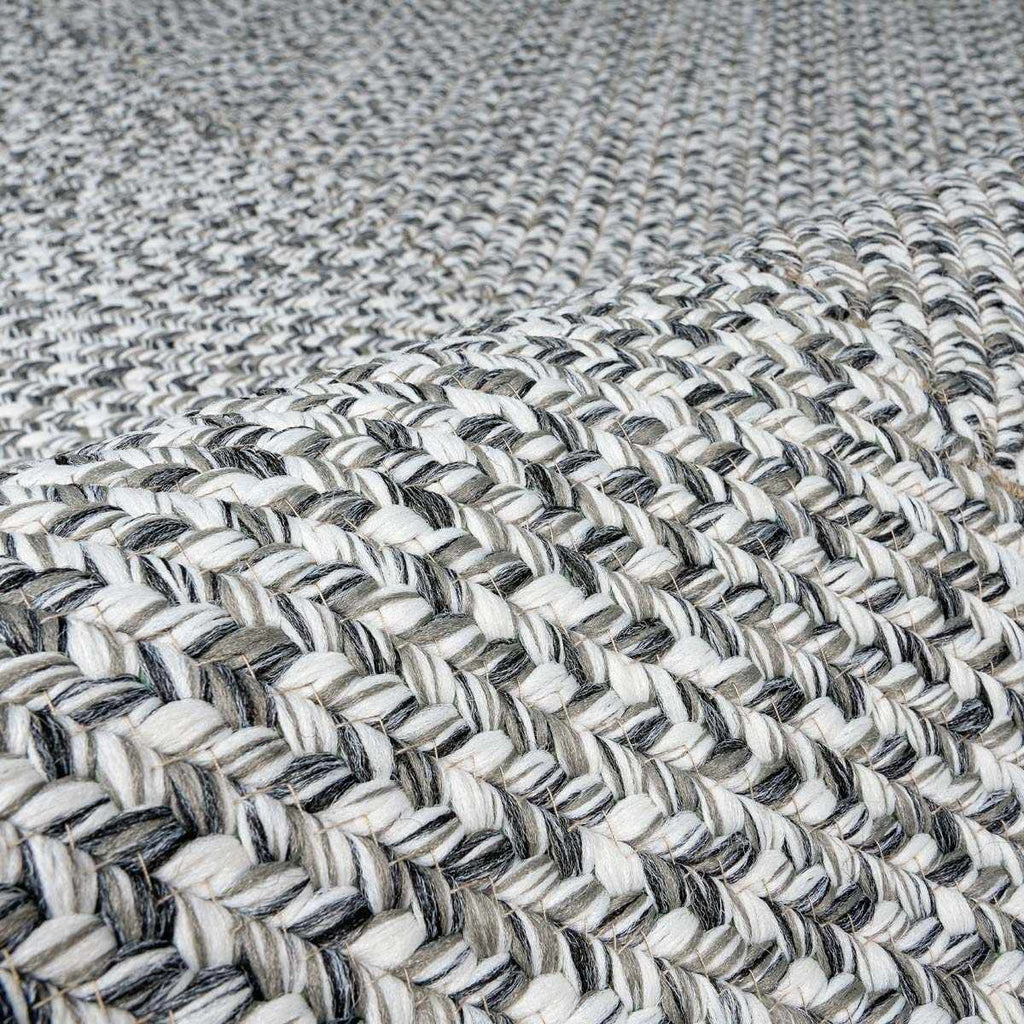Cream Charcoal Braided Faux Jute Outdoor Rug