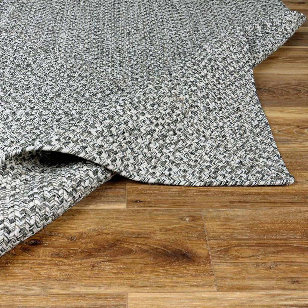 Cream Charcoal Braided Faux Jute Outdoor Rug