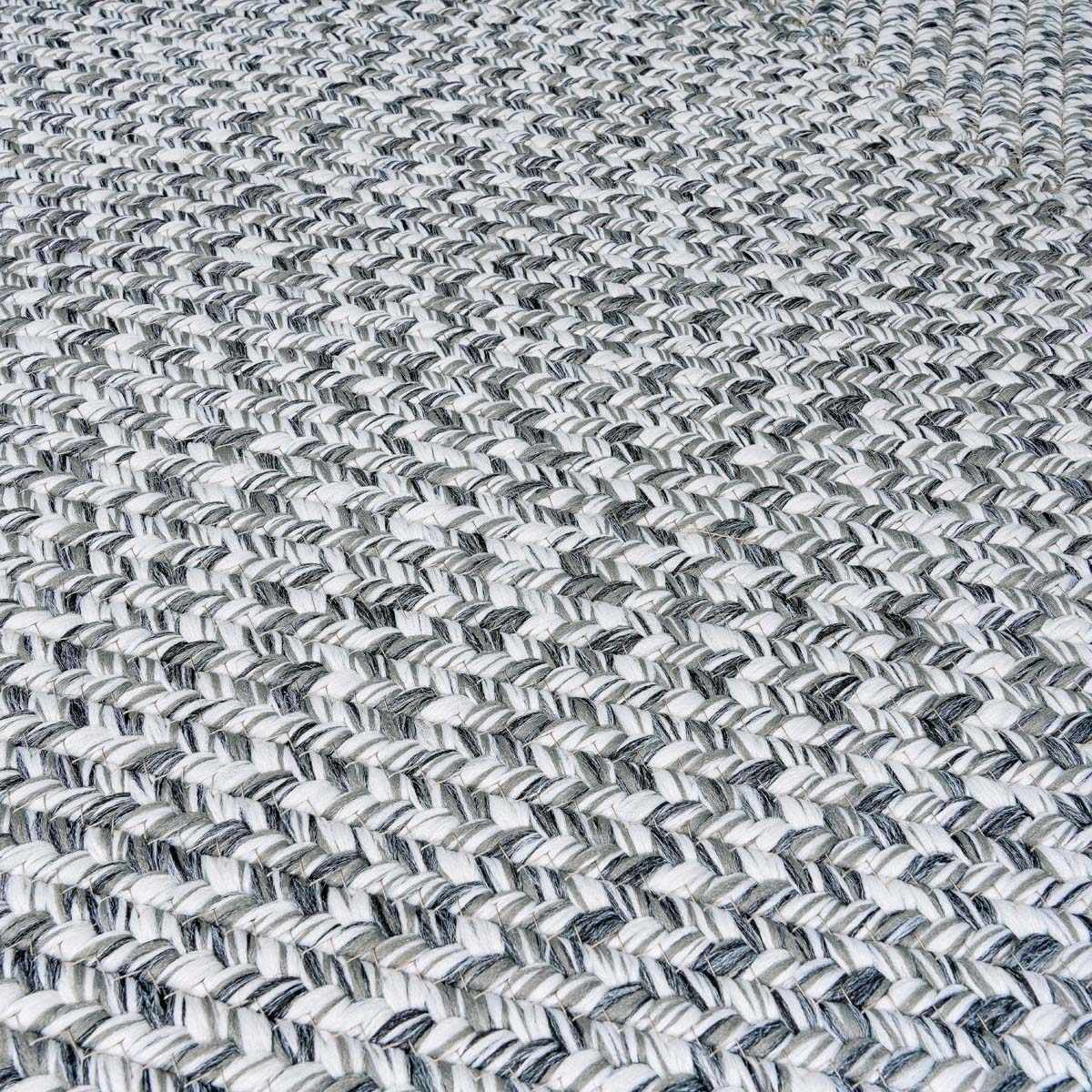 Cream Charcoal Braided Faux Jute Outdoor Rug