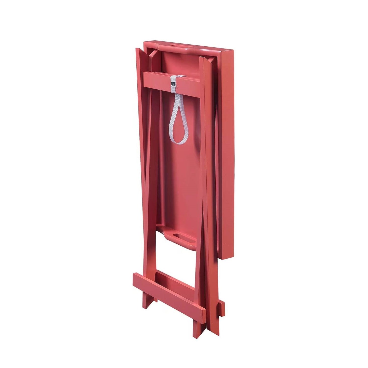 Folding TV Tray Bedside Table in Coral Red Pink Orange Wood Finish