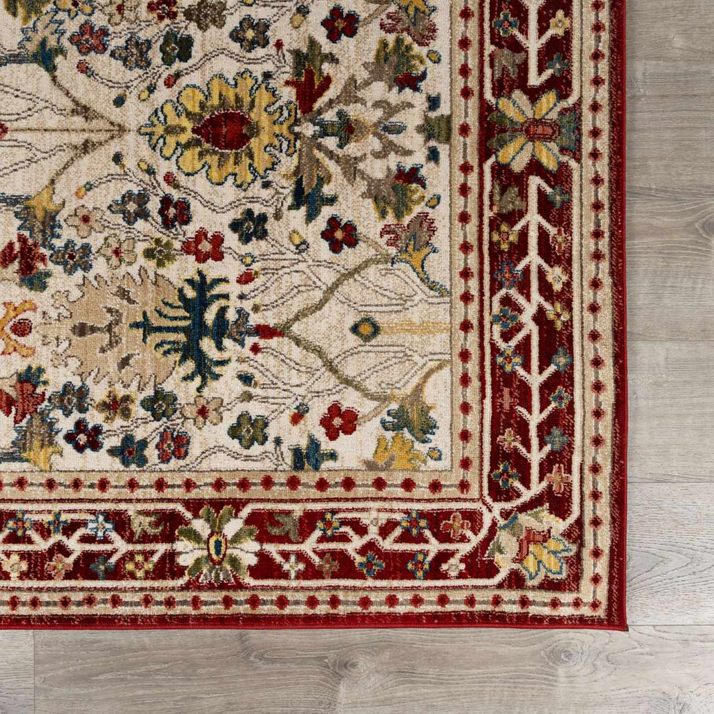 Neola White/Red Damask Area Rug