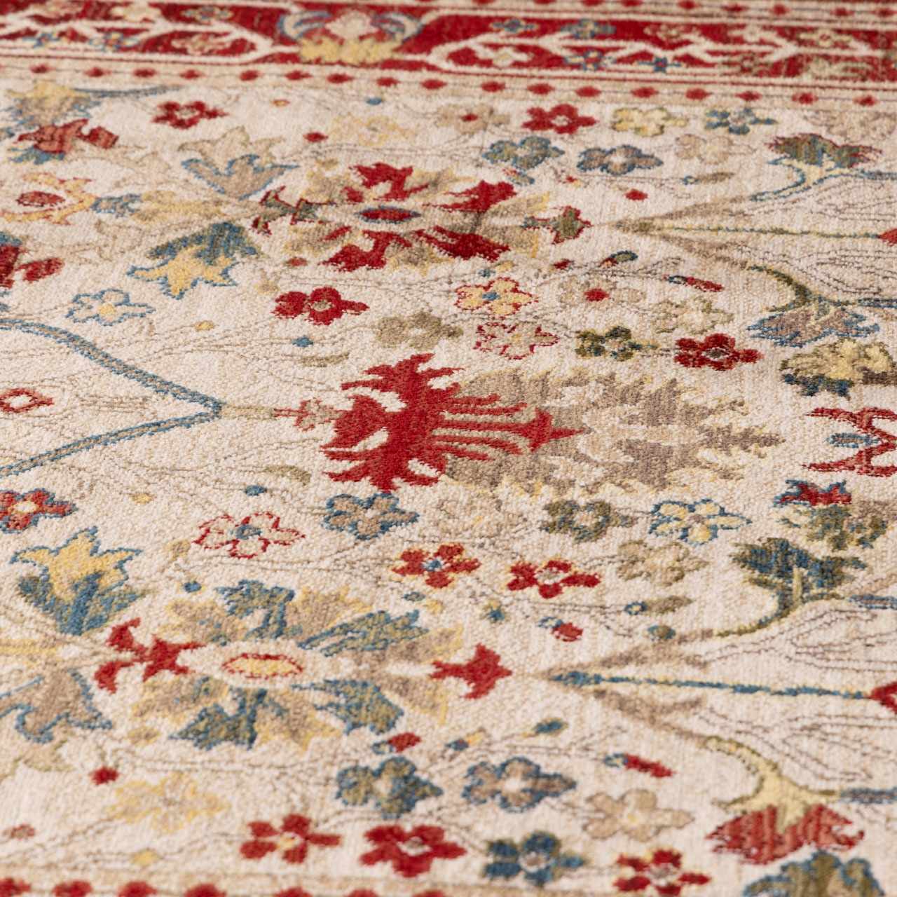 Neola White/Red Damask Area Rug