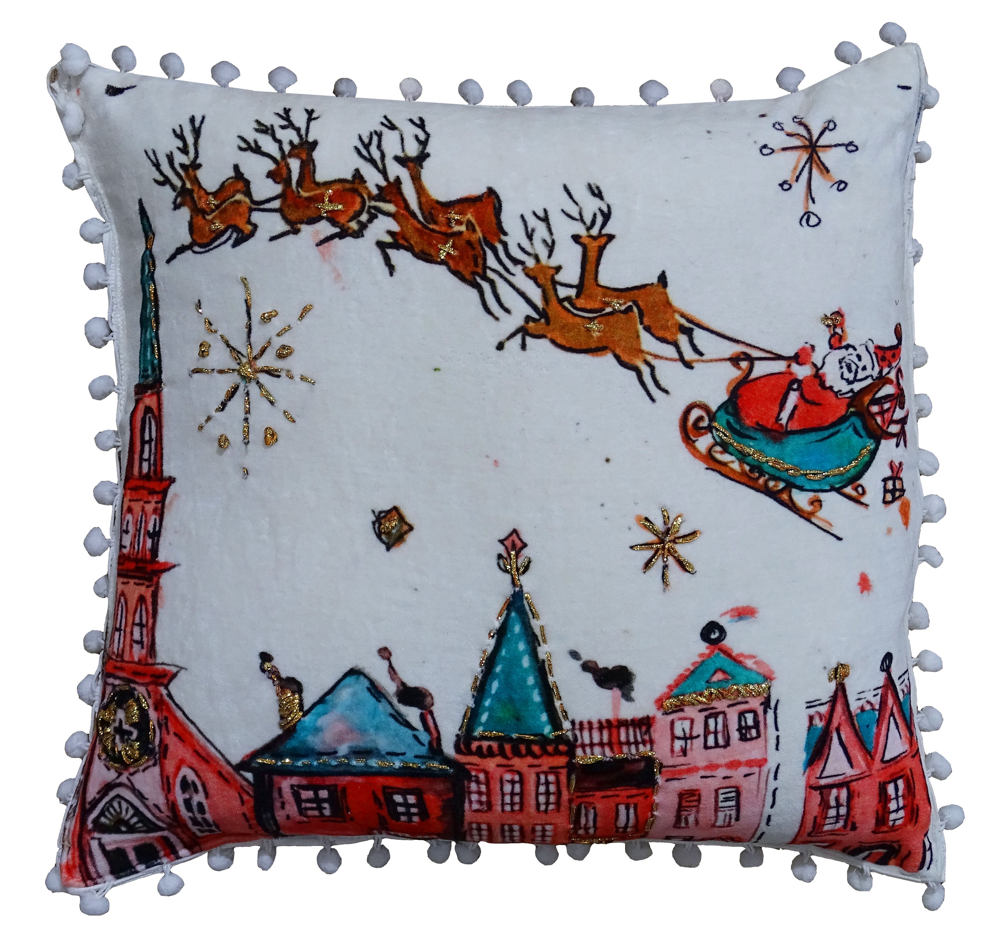 Santa Decorative Holiday Pillow (18"X18")