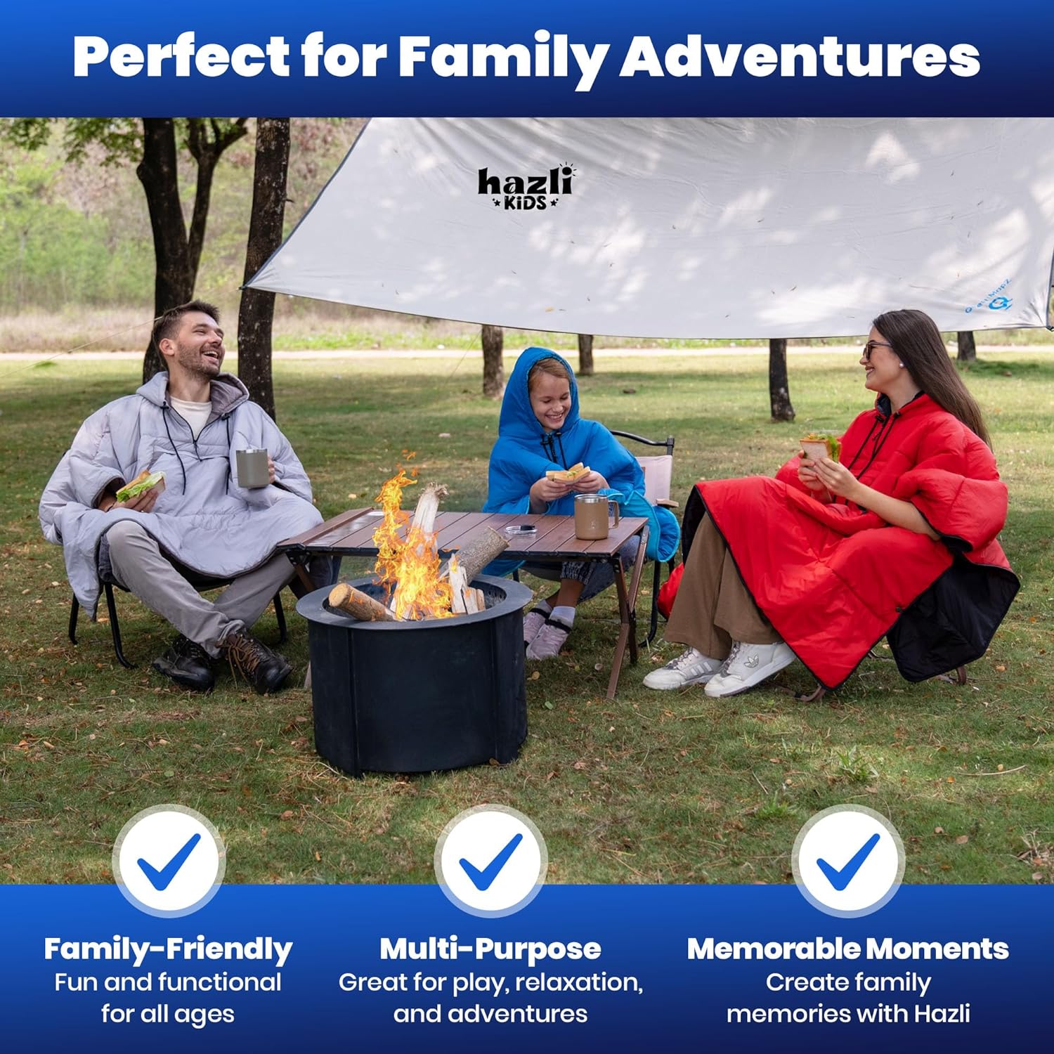 Wearable Poncho Blanket | Hooded Windproof Stadium Blanket | Camping & Outdoor for Men & Women